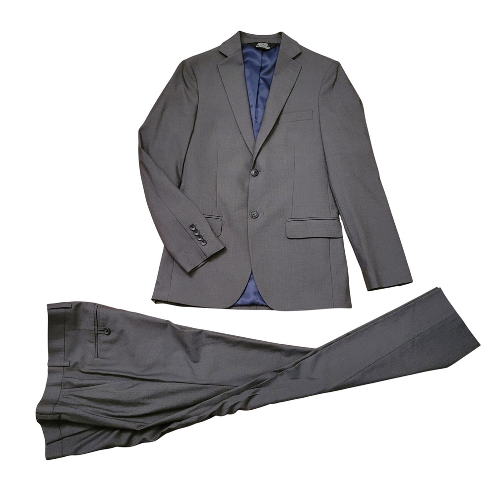 JM Haggar 34R 30x32 Suit Grey Ultra Slim Stretch Unstructured Modern Man Preppy